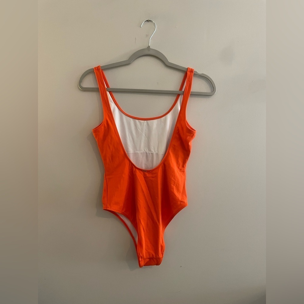 PINK Victoria Secret Bright Orange One Piece Backless Swimsuit - Picture 2 of 5